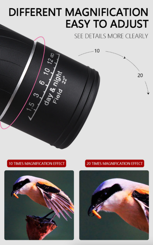 40X60 Monocular Binoculars With Night Vision BAK4 Prism High Power